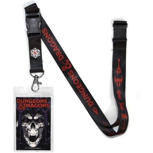 Dungeons and Dragons RPG Logos Lanyard with Skull Badge Holder NEW‎ - Picture 1 of 5